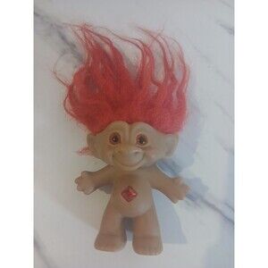 VTG Ace Novelty Jewel Belly Treasure Good Luck Troll Red Diamond Jewel